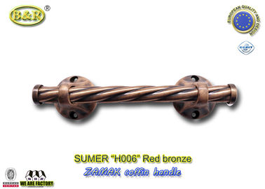 De opgepoetste Zamak-Metaaldoodskist behandelt Grootte van de het bronskleur van H006 de rode 25,5 x 6,5 cm