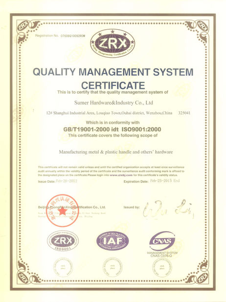 China Sumer (Beijing) International Trading Co., Ltd. Certificaten
